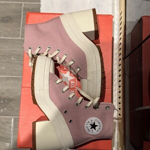 Converse Chuck 70 De Luxe Heel Static Pink Women's Platform Boots A06433C NWT